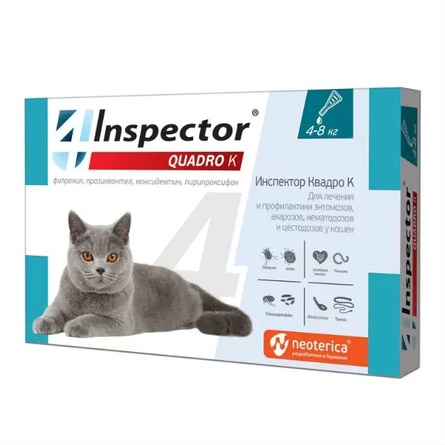 INSPECTOR QUADRO Капли от внешних и внутренних паразитов для кошек 4-8 кг – интернет-магазин Ле’Муррр