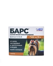 АВЗ Барс капли инсектоакарицидные для собак до 10 кг 1 пипетка/0,67 мл